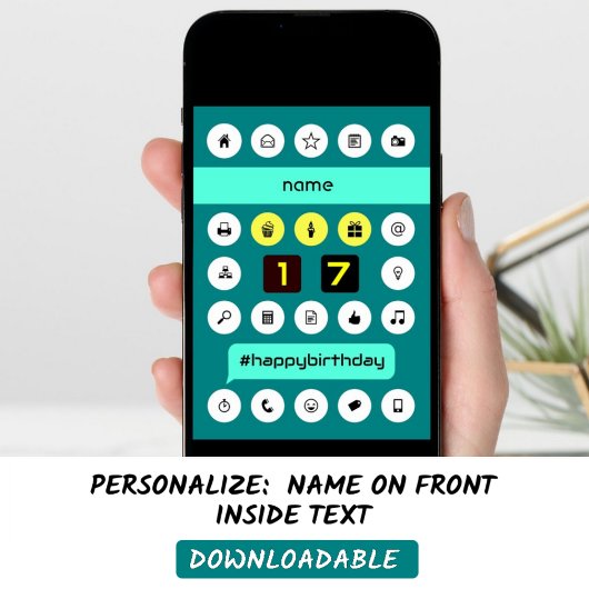 17thハッシュタグコンピューティング誕生日の追加の名前 カード