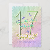 17thバースデーパーティーバタフライガーデン招待状 招待状 (正面)