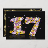 17thバースデーパーティー、花の文字 招待状 (正面/裏面)