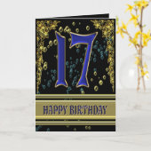 17th誕生日カード(金ゴールドとバブル) カード (黄色い花)