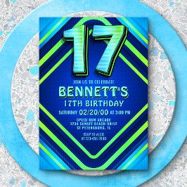 17th誕生日ネオン招待状 招待状
