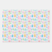 17th誕生日パステルピンクケーキプレゼントバルーン ラッピングペーパーシート (正面3)