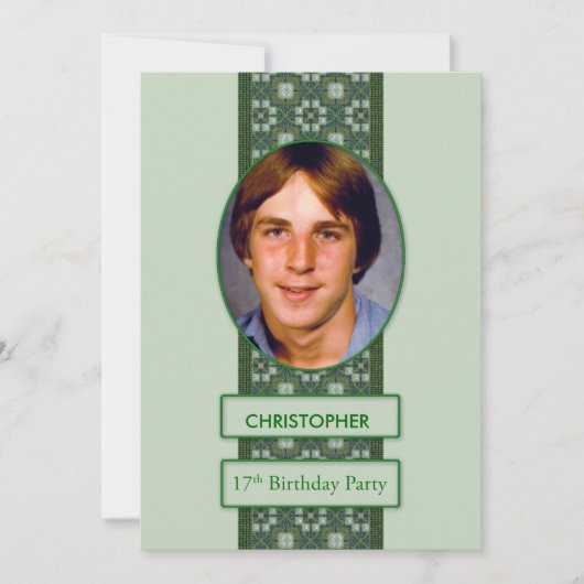 17th誕生日パーティーの招待写真+名前 招待状 (正面)