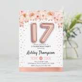 17th誕生日パーティー – バラ金ゴールドバルーン 招待状 (スタンド正面)