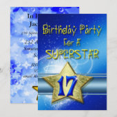 17th誕生日パーティーSuperstarへの招待。 招待状 (正面/裏面)
