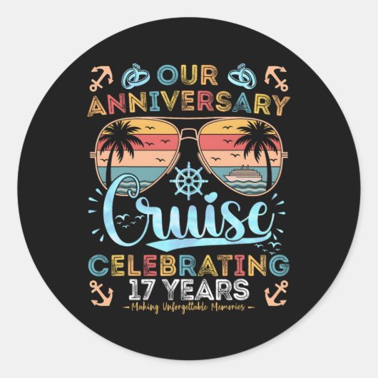 17th Anniversary Cruise Celebrating 17 Years Coupl ラウンドシール (正面)