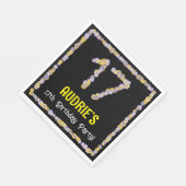 17th Birthday: Floral Flowers Number, Custom Name スタンダードランチョンナプキン (角)