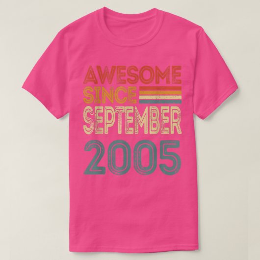 17th Birthday Gift Awesome Since September 2005 17 Tシャツ (デザイン正面)