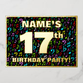 17th Birthday Party —おもしろい、音楽シカラフルンボル 箔招待状 (正面)