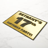 17th Birthday Party — はっきりしたWood Grainフェイク文字 箔招待状 (回転した状態)