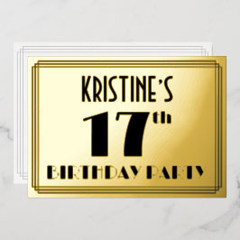 17th Birthday Party —アールデコ検索「17」 +名前 箔招待状
