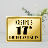17th Birthday Party —アールデコ検索「17」 +名前 箔招待状 (立ち正面)