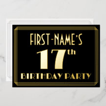 17th Birthday Party:アールデコ「17」、名前つき