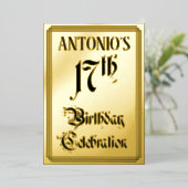 17th Birthday Party – スクリプエレガントト+名前をカスタムする 箔招待状 (立ち正面)