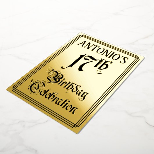 17th Birthday Party – スクリプエレガントト+名前をカスタムする 箔招待状 (回転した状態)