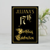 17th Birthday Party – スクリプファンシートと名前をカスタムする 箔招待状 (立ち正面)