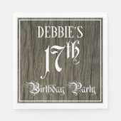 17th Birthday Party — ファンシー Script, フェイク Wood Look スタンダードランチョンナプキン (正面)