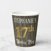 17th Birthday Party — フェイク金ゴールド&ウッドフェイク・ルックス 紙コップ (正面)