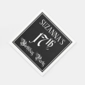 17th Birthday Party — Fancy Script + Custom Name スタンダードランチョンナプキン (角)