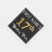 17th Birthday Party — Fancy Script, Faux Gold Look スタンダードランチョンナプキン (角)
