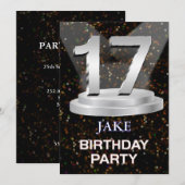 17th Birthday Party Invitation名前の追加 招待状 (正面/裏面)