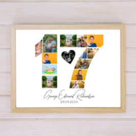 17th Birthday Photo Collage Poster Keepsake ポスター
