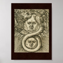 17th C. Alchemy Illustration: Sun, Moon & Dragon