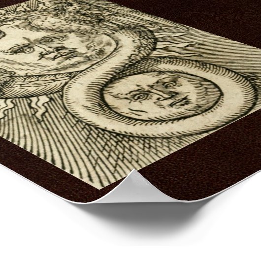 17th C. Alchemy Illustration: Sun, Moon & Dragon ポスター (角)