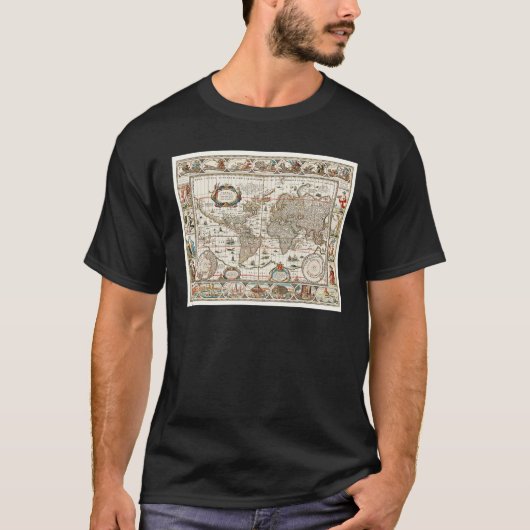 17TH CENTURY ANTIQUE WORLD MAP HISTORY GEOGRAPHY E Tシャツ (正面)