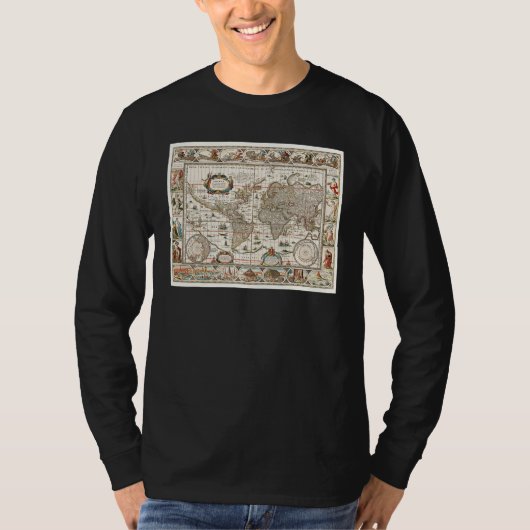 17TH CENTURY ANTIQUE WORLD MAP HISTORY GEOGRAPHY E Tシャツ (正面)