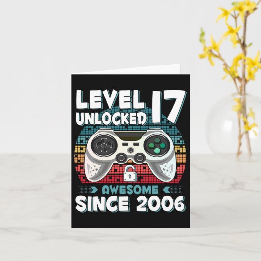 17yr Bday Son Boy Funny Gamer 17th 17 Year Old Bir カード (黄色い花)