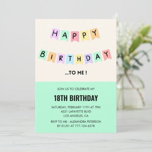 18おもしろい歳の誕生日招待状ハッピーバースデー 招待状 (スタンド正面)