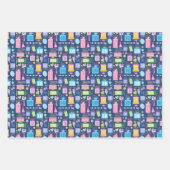 18お誕生日ケーキプレゼントバルーン青 ラッピングペーパーシート (正面)