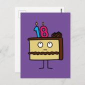 18お誕生日ケーキ18 Candle Chocolateアイシング ポストカード (正面/裏面)