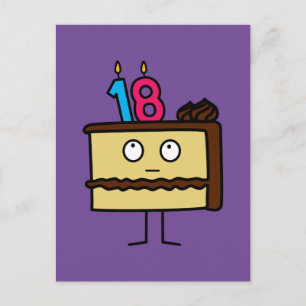 18お誕生日ケーキ18 Candle Chocolateアイシング ポストカード