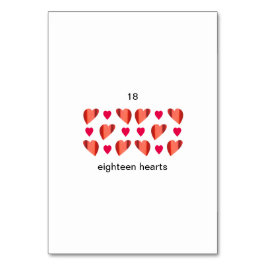 18のハートカスタム、フラッシュカード テーブルナンバー