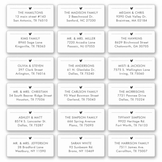 18のモダン受信者の個人の住所 シール (正面)