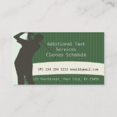 18の穴、スポーティな緑のゴルファーパターン 名刺 (裏面)