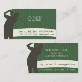 18の穴、スポーティな緑のゴルファーパターン 名刺 (正面/裏面)