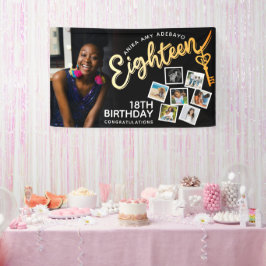 18の金ゴールド18誕生日の写真を黒に 横断幕