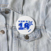 18の青の格子縞の誕生日プレゼントのコレクションの星 缶バッジ (インサイチュ)
