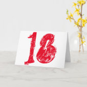 18は大きな問題で、白の赤い文字です。 カード (黄色い花)