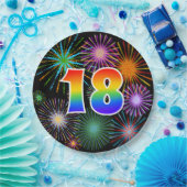 18イベント-おもしろいカラフル、はっきりした、虹18 ペーパープレート (パーティー)