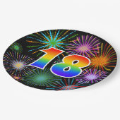 18イベント-おもしろいカラフル、はっきりした、虹18 ペーパープレート (アングル)