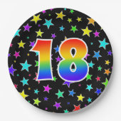18イベント: はっきりした,おもしろい，レインボーカラフル18 ペーパープレート (正面)