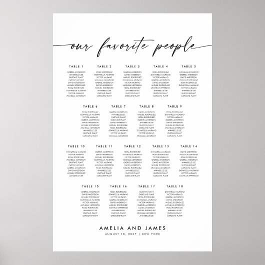 18エレガント台の人お気に入りの席チャート ポスター (正面)