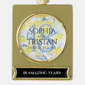 18エレガント周年記念結婚会 ゴールドプレートバナーオーナメント (正面)