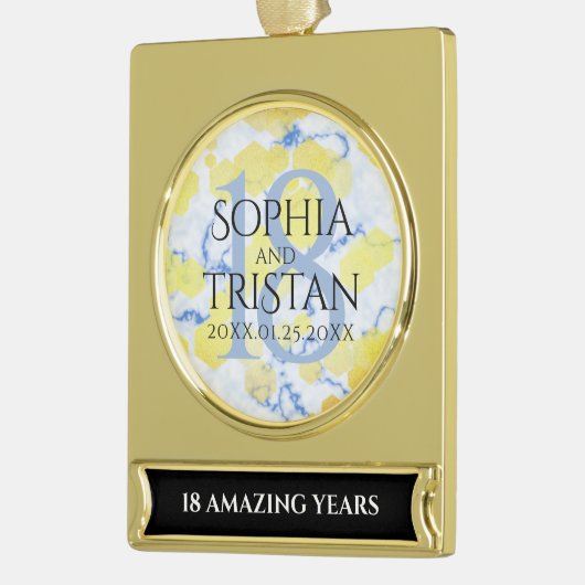 18エレガント周年記念結婚会 ゴールドプレートバナーオーナメント (左)