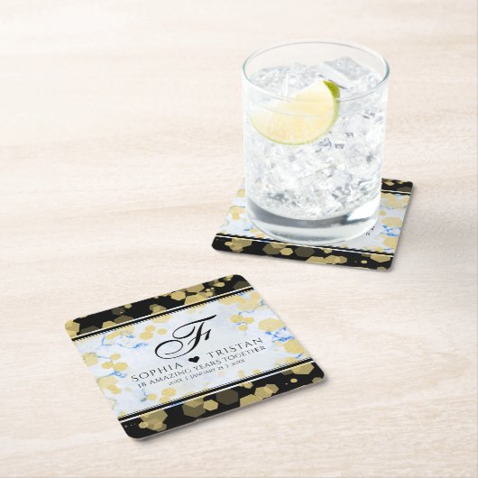 18エレガント周年記念結婚会 スクエアペーパーコースター (インサイチュ)