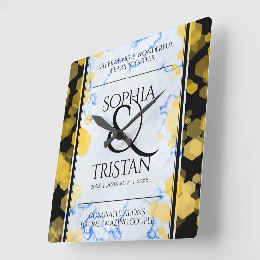 18エレガント周年記念結婚会 スクエア壁時計 (傾斜)